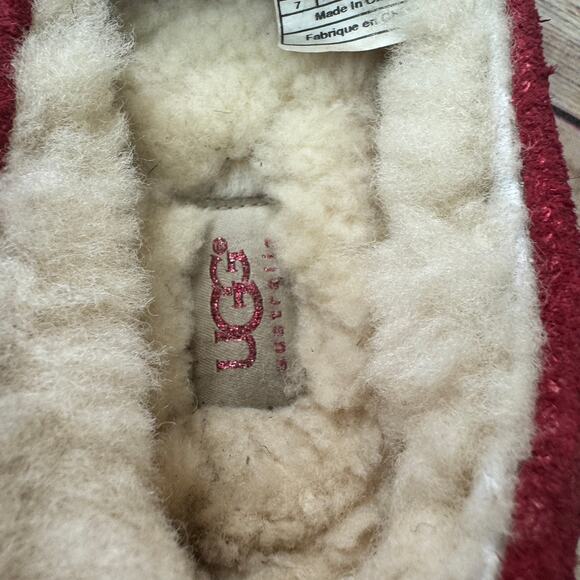 UGG Womens Metallic Glitter Red Ansley Moccasin Slippers Driving Shoes 7 - Picture 7 of 9